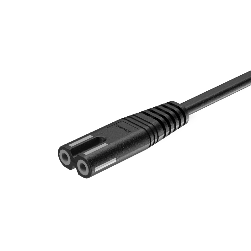 Connecteur IEC C8 à deux trous en forme de huit, cordon d'alimentation standard européen